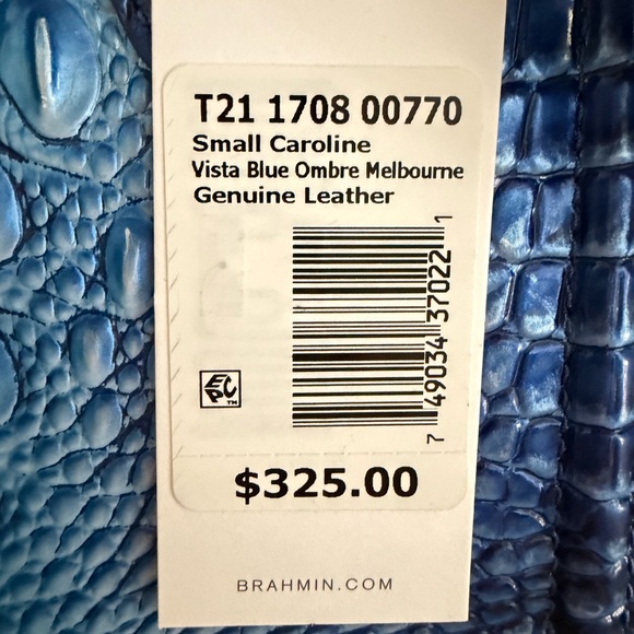 Brahmin Vibrant Blue Embossed Crossbody Bag